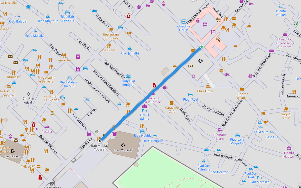 Avenue de L'Istiqlal walking route map in Tiwli