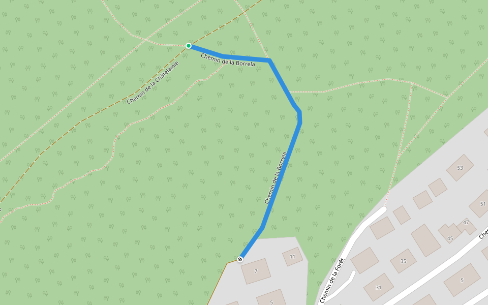 Chemin de la Borrela walking route map in Hauterive