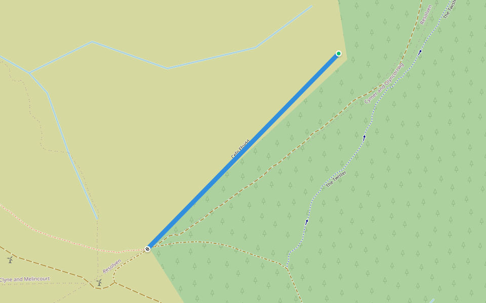 Cefn Ffoidd walking route map in Resolven