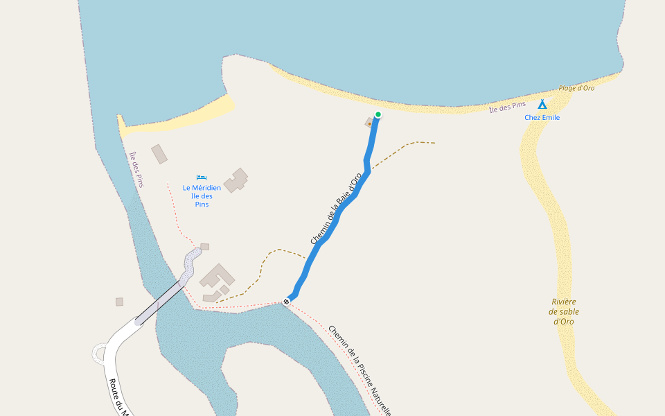 Chemin de la Baie d'Oro walking route map in Yuate Tremwatre