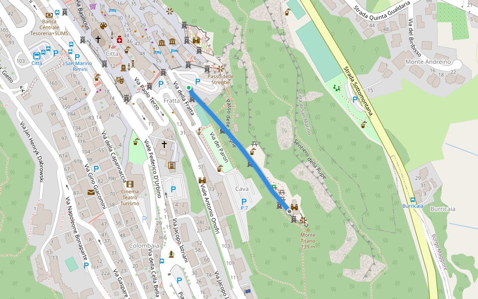 Salita Alla Cesta walking route map in San Marino di Urbino