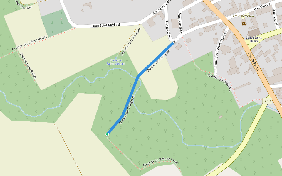 Chemin de Coirignon walking route map in Saint-Hilaire-le-Grand