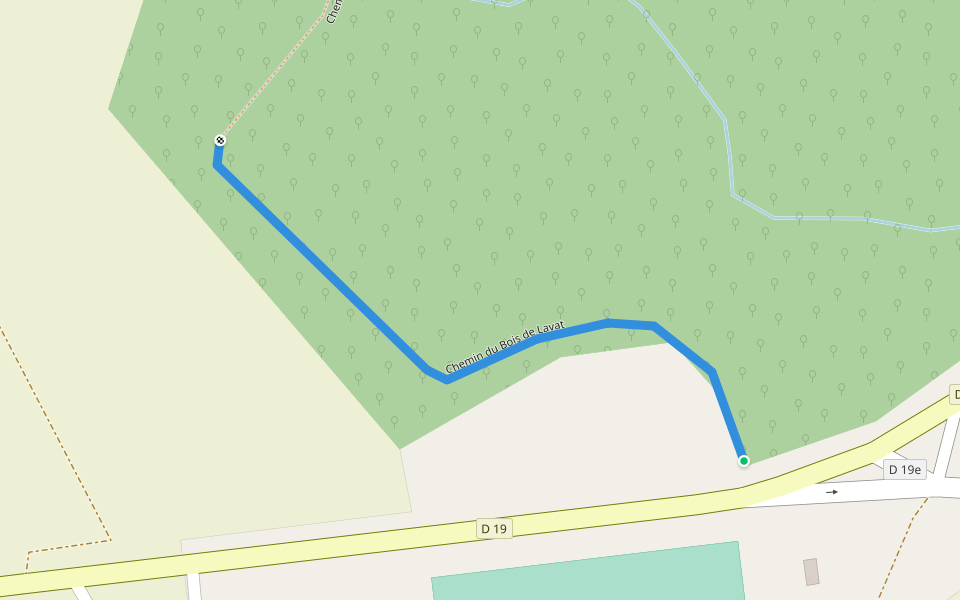 Chemin du Bois de Lavat walking route map in Saint-Hilaire-le-Grand