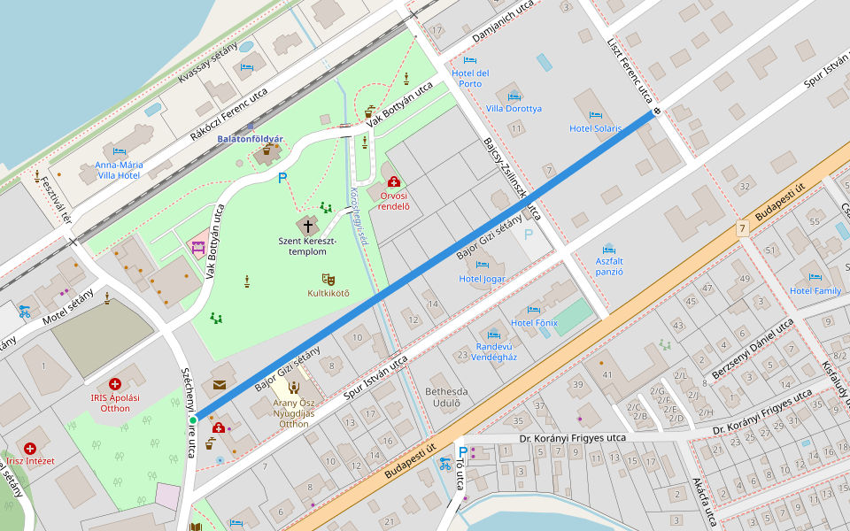 Bajor Gizi sétány walking route map in Balatonföldvár