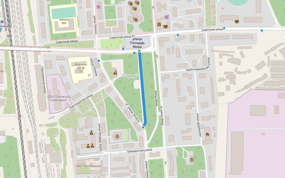 аллея Катанандова walking route map in Segezha