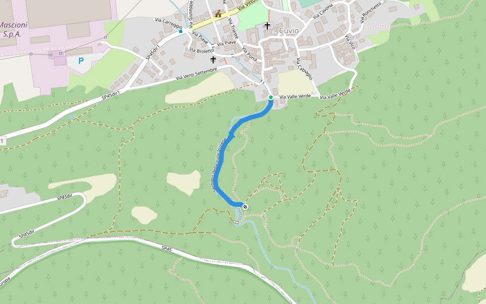 Sentiero della Valle Inglese walking route map in Cuvio