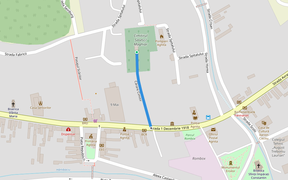 Cărare Cimitir walking route map in Sebeşu de Sus