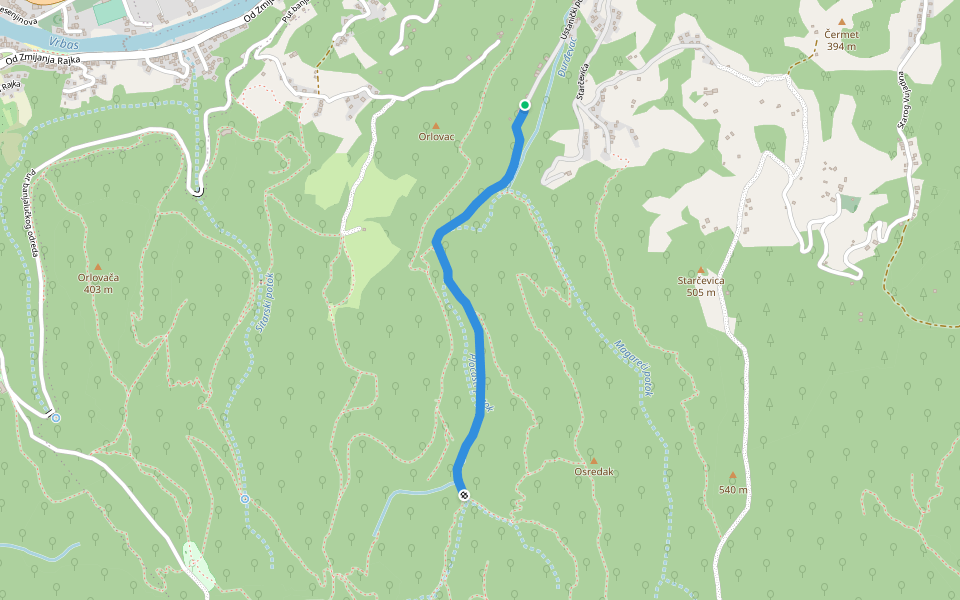 Ustanička staza walking route map in Banja Luka