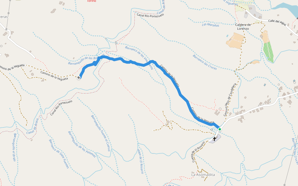 Camino de la Vegueta walking route map in Machado