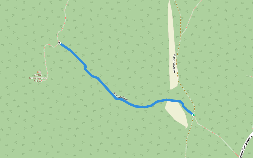 Hyttebakken walking route map in Skåtøy