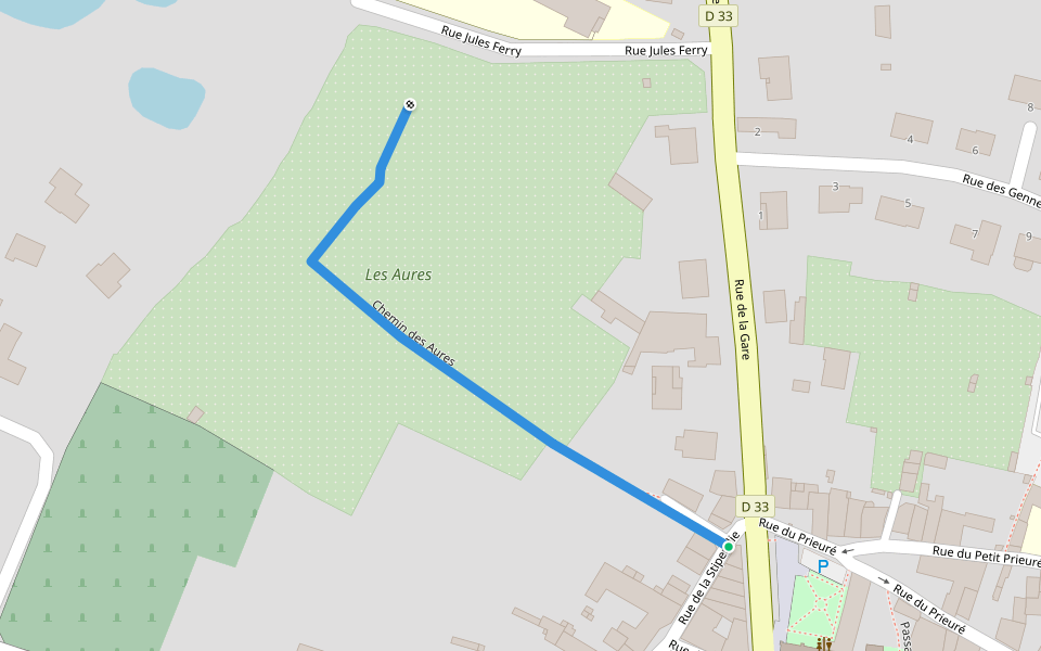 Chemin des Aures walking route map in Nueil-les-Aubiers