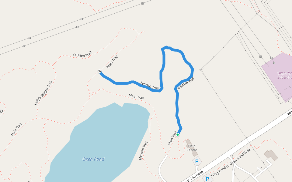 Yetman Trail walking route map in St. John's