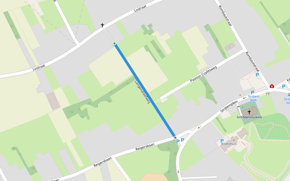 Langendreefweg walking route map in Roosdaal