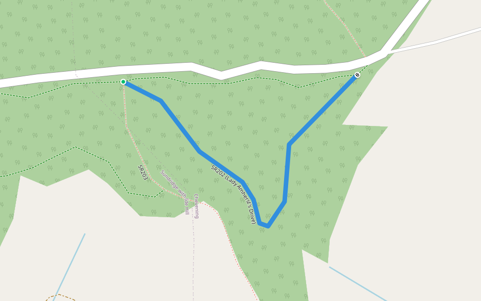 SR202 (Lady Amherst's Drive) walking route map in Ide Hill
