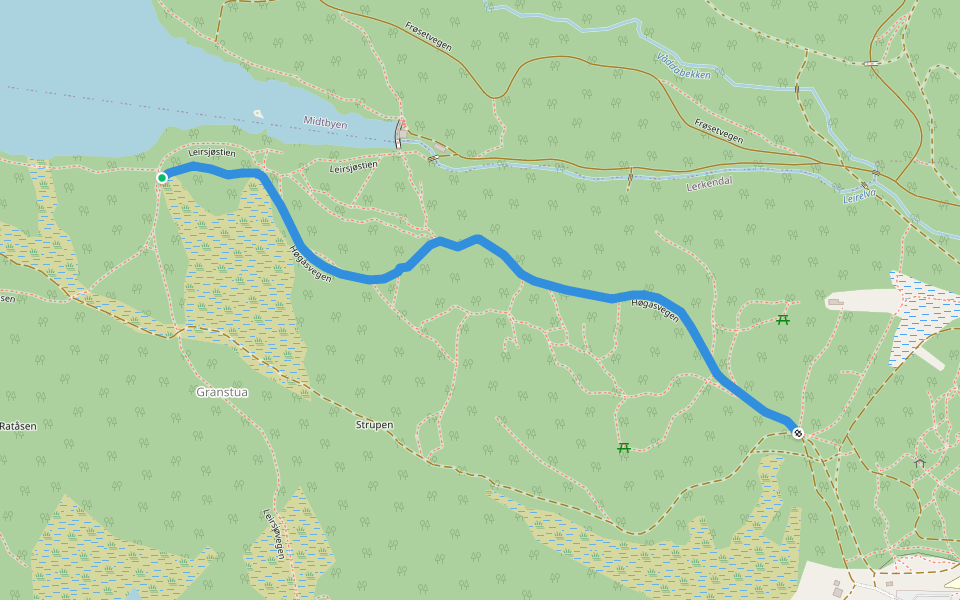 Høgåsvegen walking route map in Lian