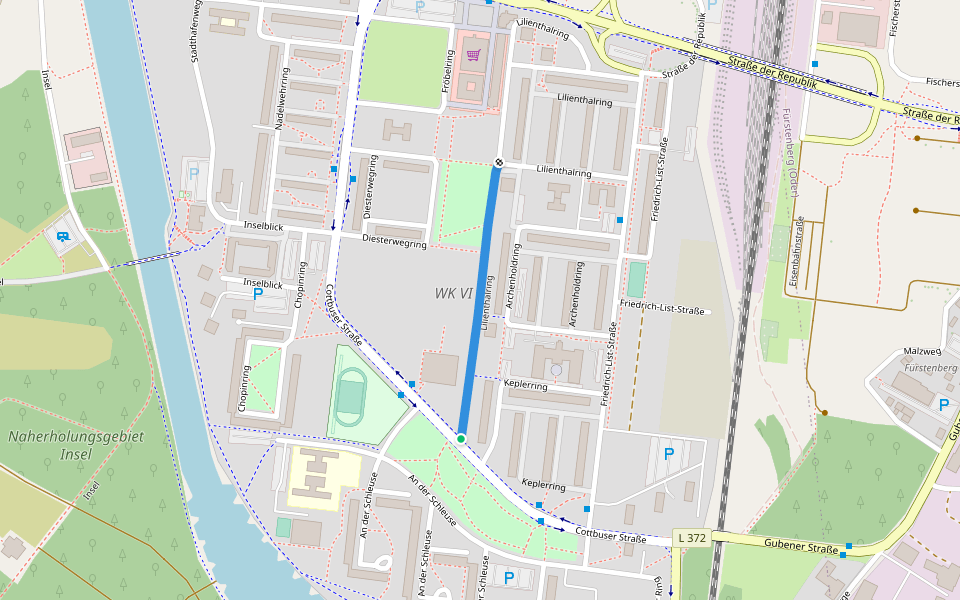 Lilienthalring walking route map in Eisenhüttenstadt