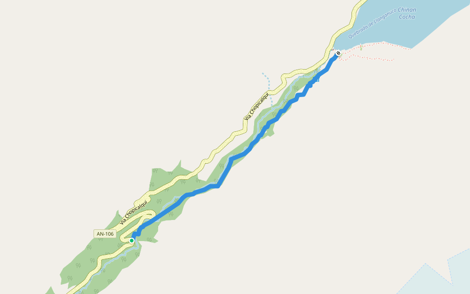 Sendero María Josefa walking route map in Yungay