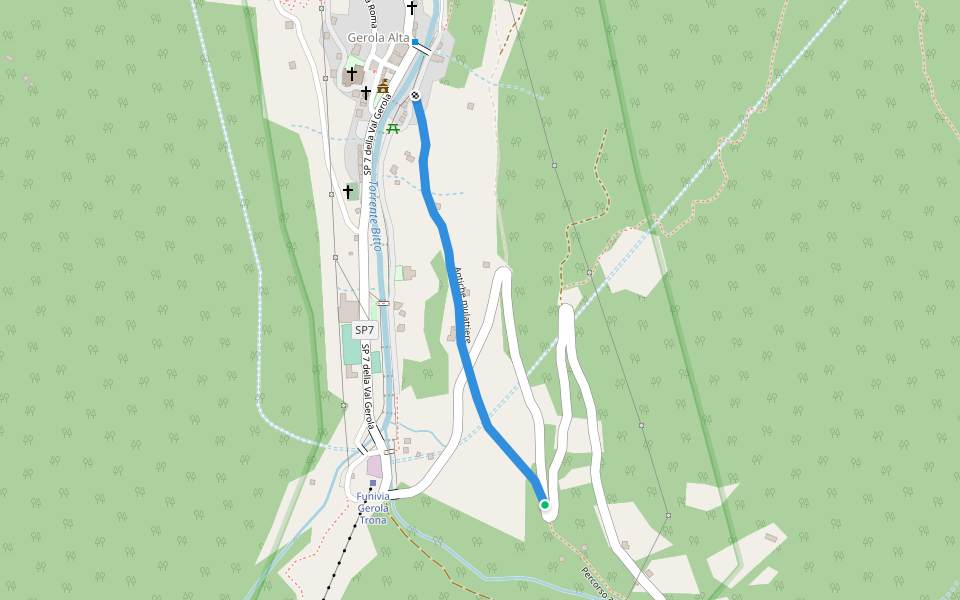 Antiche mulattiere walking route map in Gerola Alta