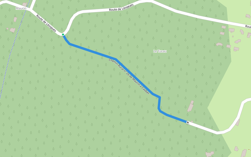 Chemin Rural nº 26 de Maurin à Caubet walking route map in Roaillan