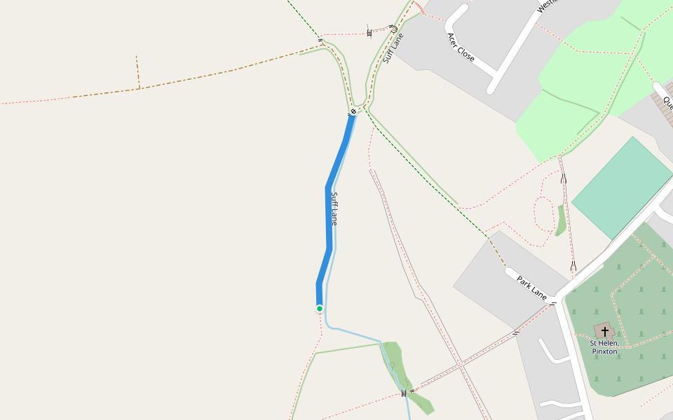 Suff Lane walking route map in Pinxton