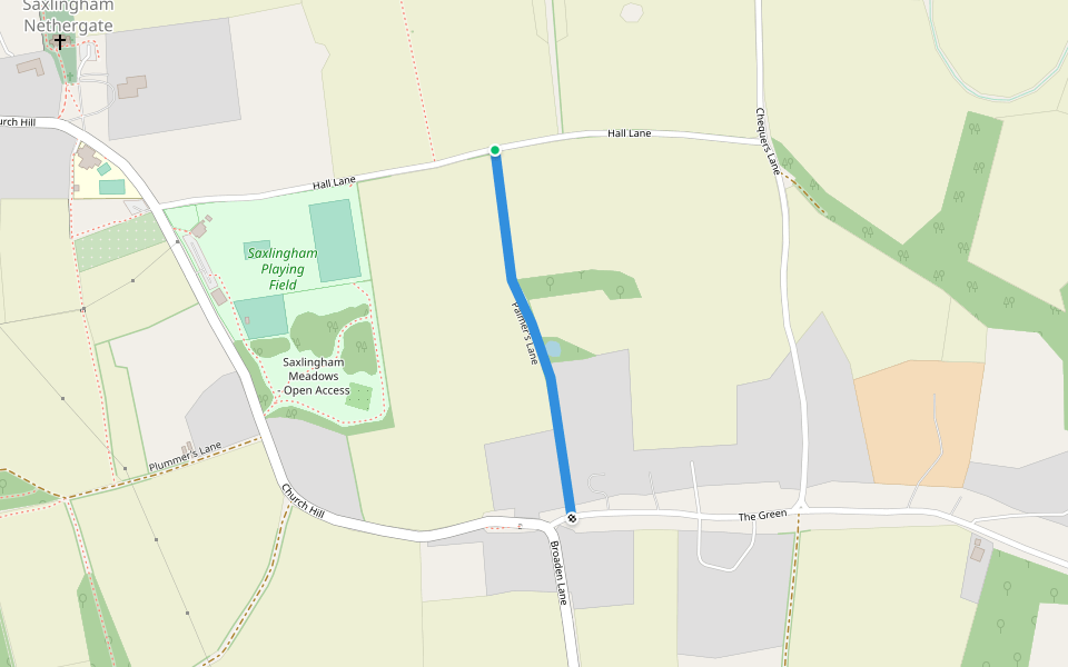 Palmer's Lane walking route map in Saxlingham Nethergate