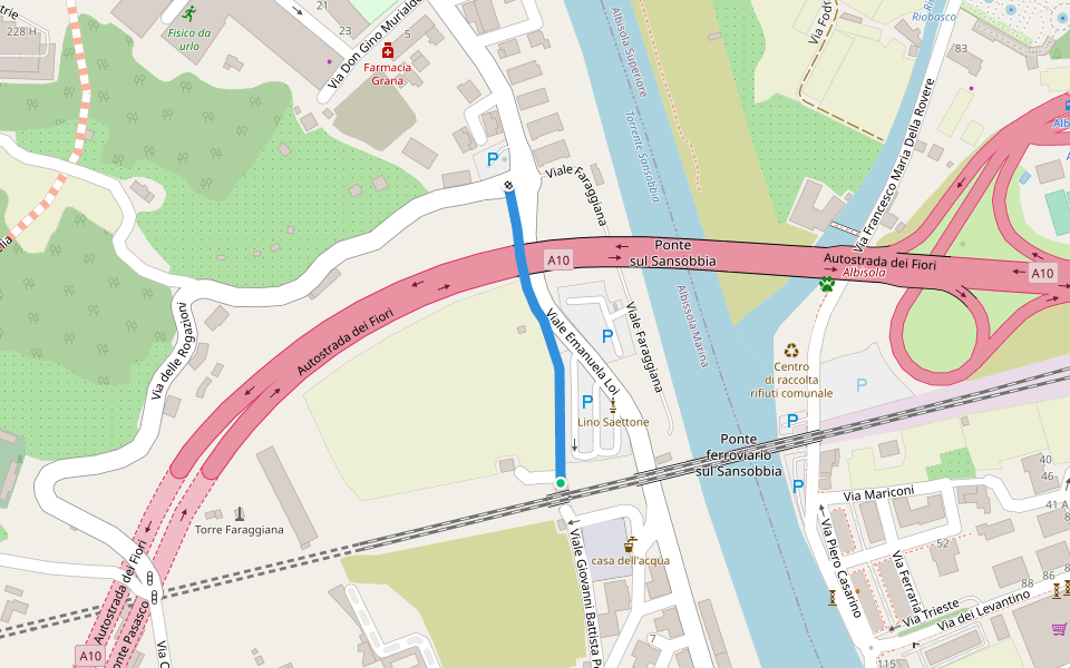 Via delle Industrie walking route map in Albissola Marina