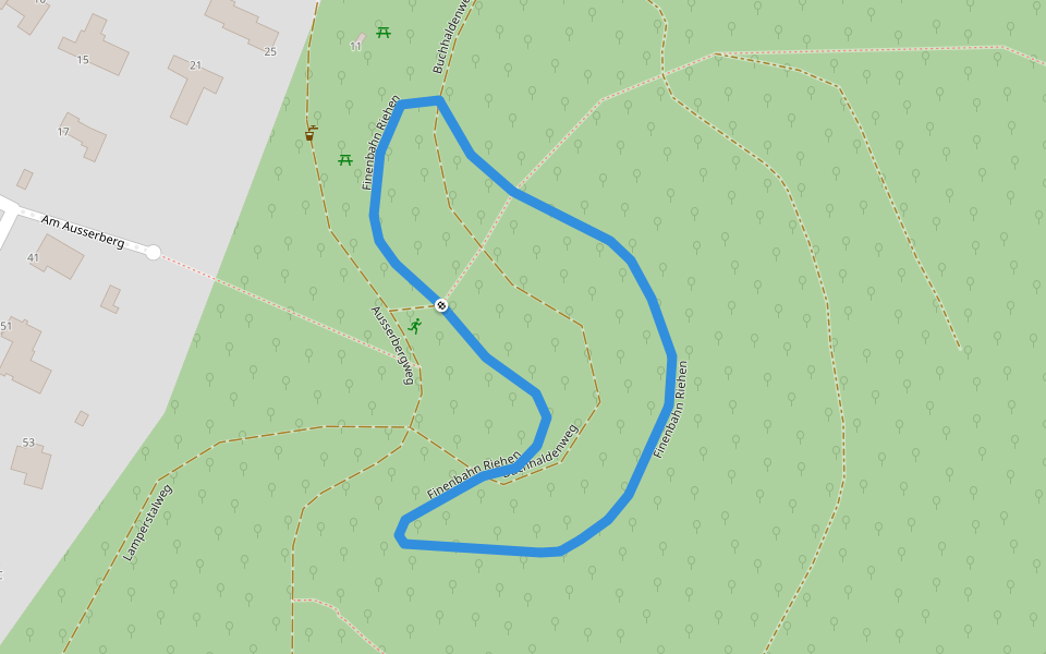 Finenbahn Riehen walking route map in Riehen