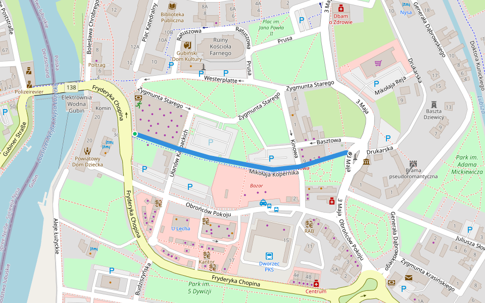 Mikołaja Kopernika walking route map in Gubin