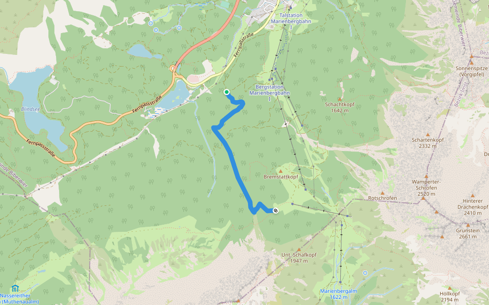 Alpsteig Biberwier walking route map in Biberwier