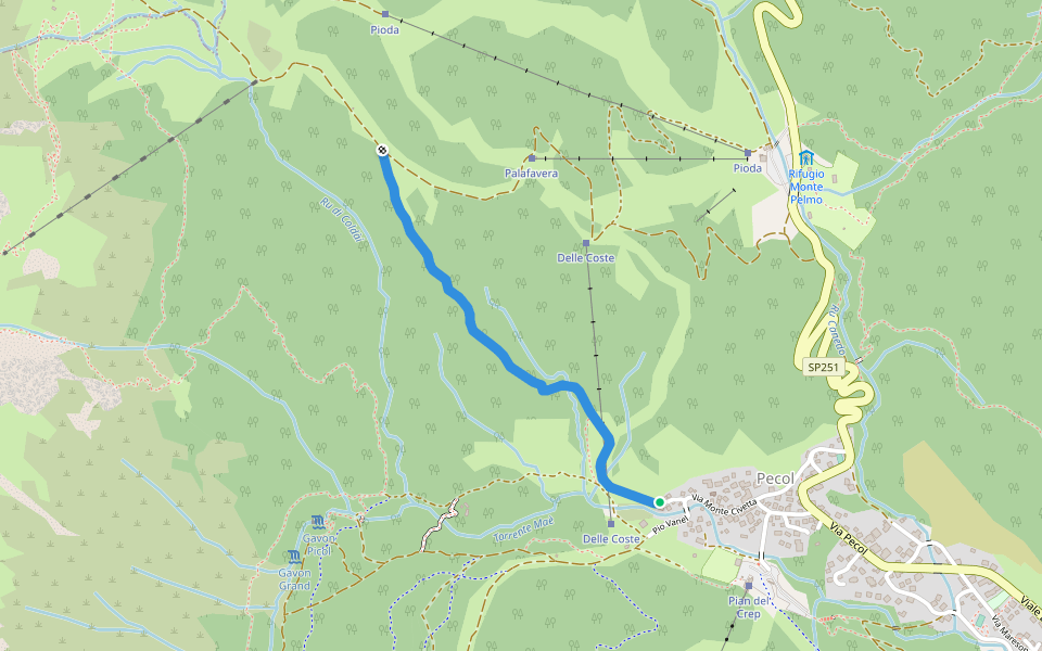 Redolet walking route map in Mareson-Pecol