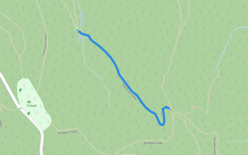 Rajnerova staza walking route map in Banja Luka