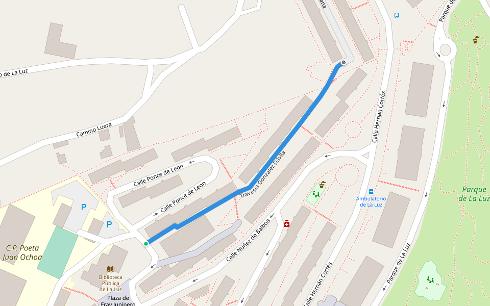 Travesía Gonzalez Dávila walking route map in Avilés