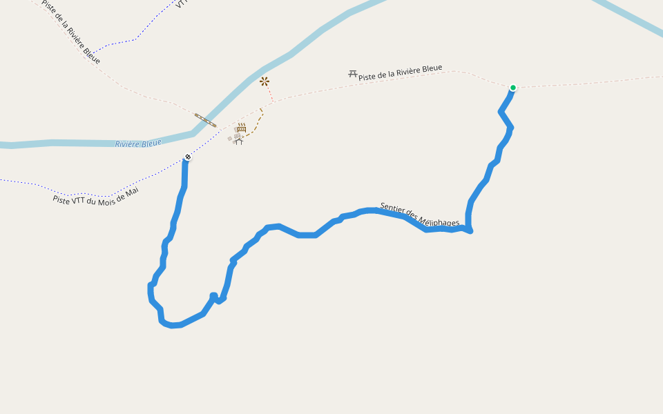 Sentier des Méliphages walking route map in La Coulee