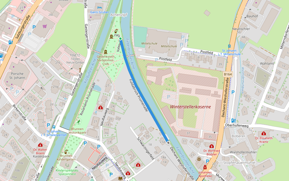 Fuldabrück-Promenade walking route map in Sankt Johann in Tirol