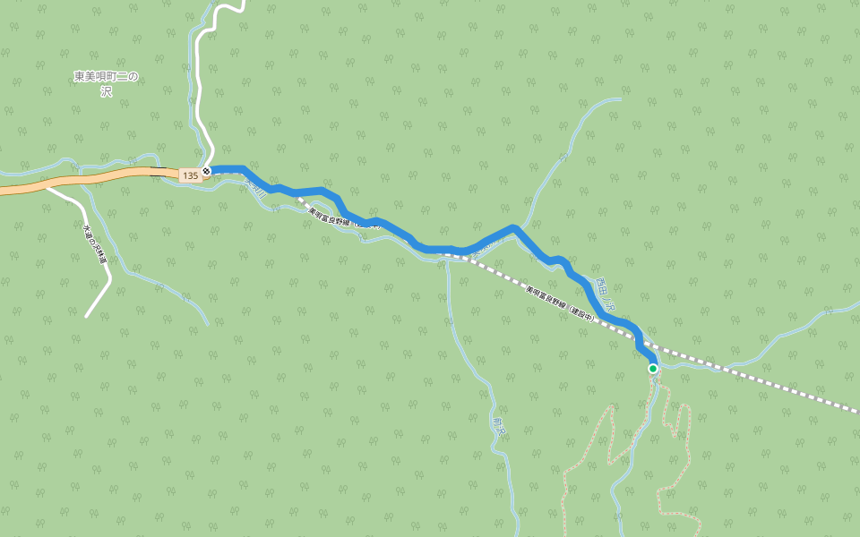 美唄林道 walking route map in Bibai