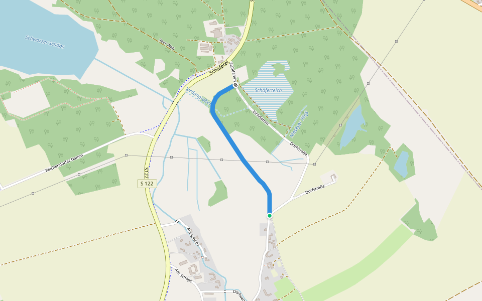 Eichdamm walking route map in Waldhufen