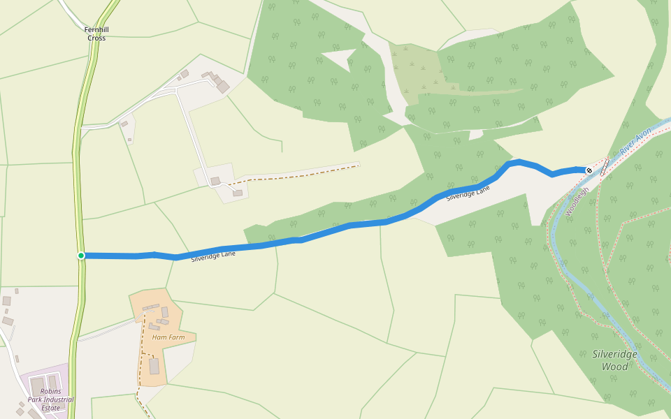 Silveridge Lane walking route map in Loddiswell