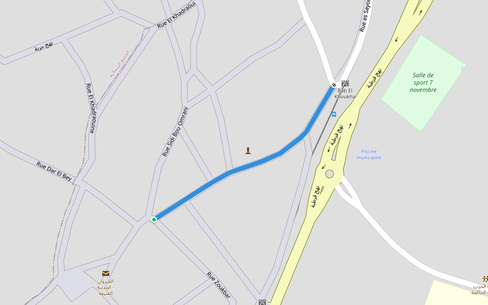 Rue El Kedidi walking route map in Kairouan