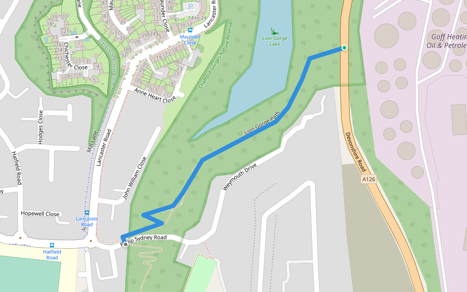 Lion Gorge Path walking route map in Grays
