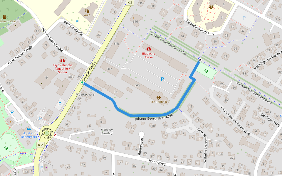 Johann-Georg-Elser-Allee walking route map in Soltau