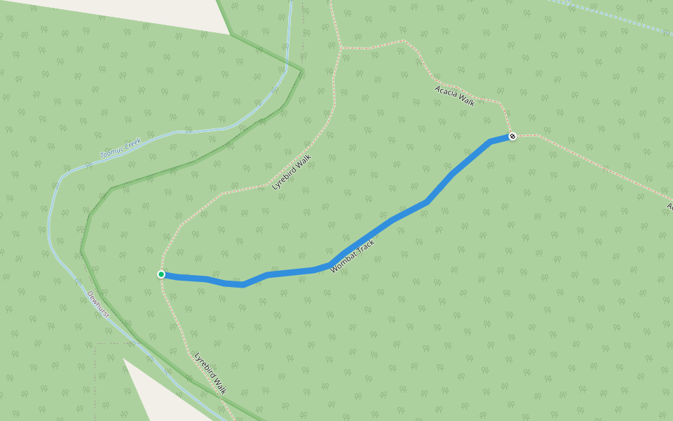 Wombat Track walking route map in Pakenham Upper