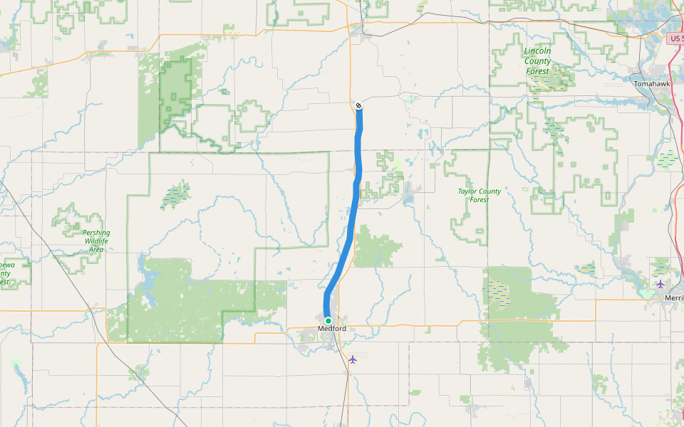 Pine Line Trail walking route map in Medford