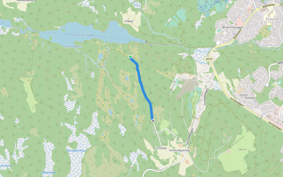 Leirsjøvegen walking route map in Lian