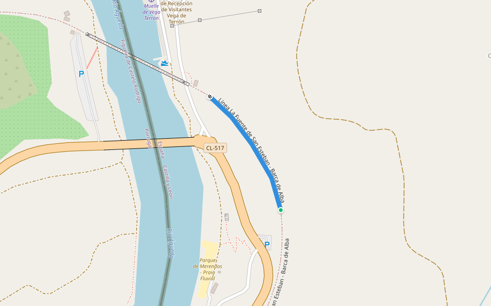 Túnel 20 walking route map in La Fregeneda