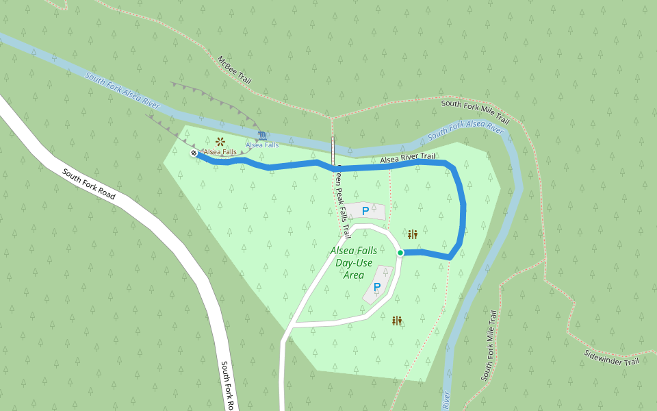 Alsea River Trail walking route map in Monroe