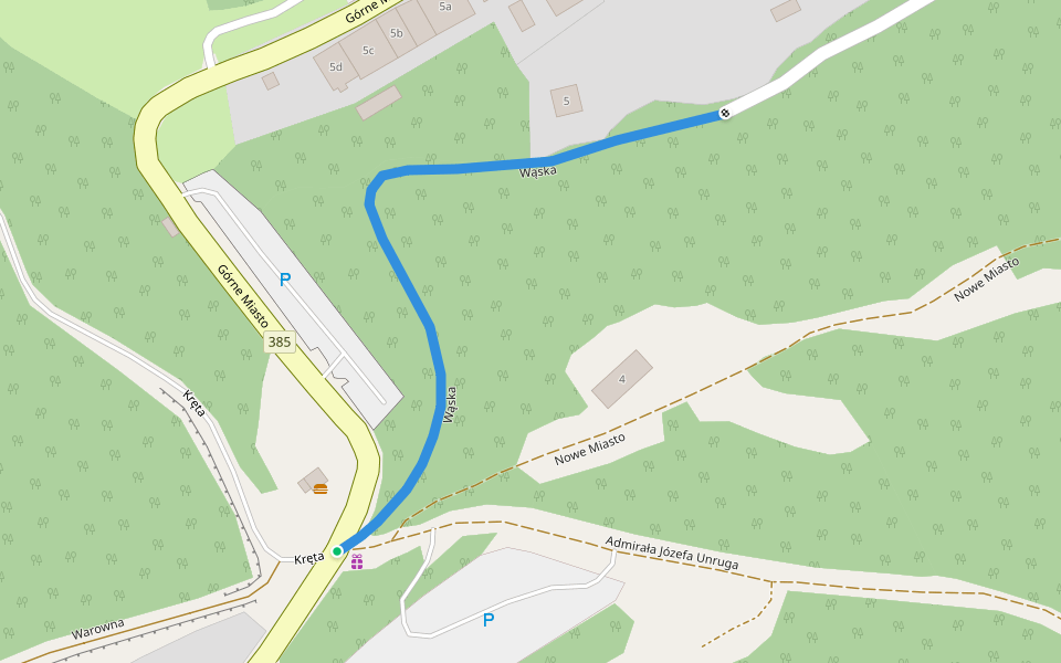 Wąska walking route map in Srebrna Góra