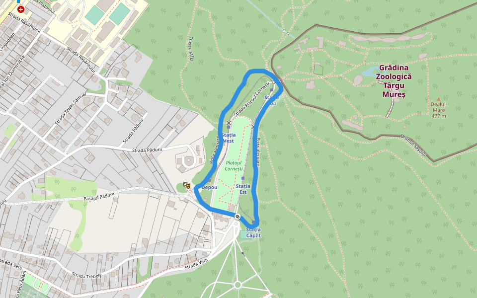 Pista alergare walking route map in Târgu Mureș