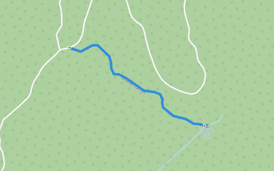 Billy Brown's Falls Track walking route map in Judbury