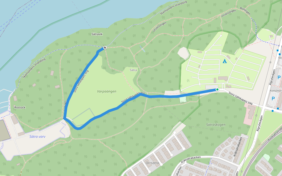 Stora sällskapets stig walking route map in Huddinge