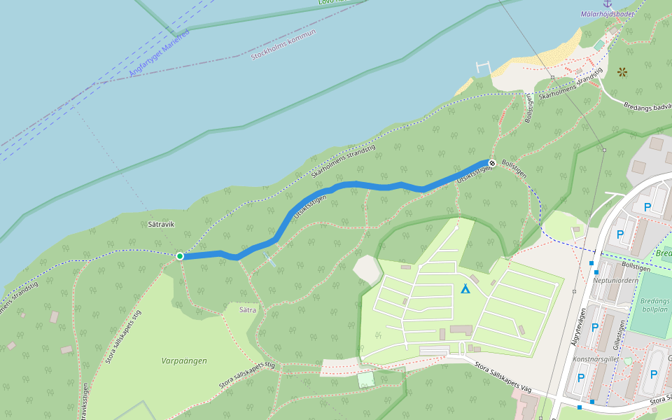 Utsiktsstigen walking route map in Huddinge
